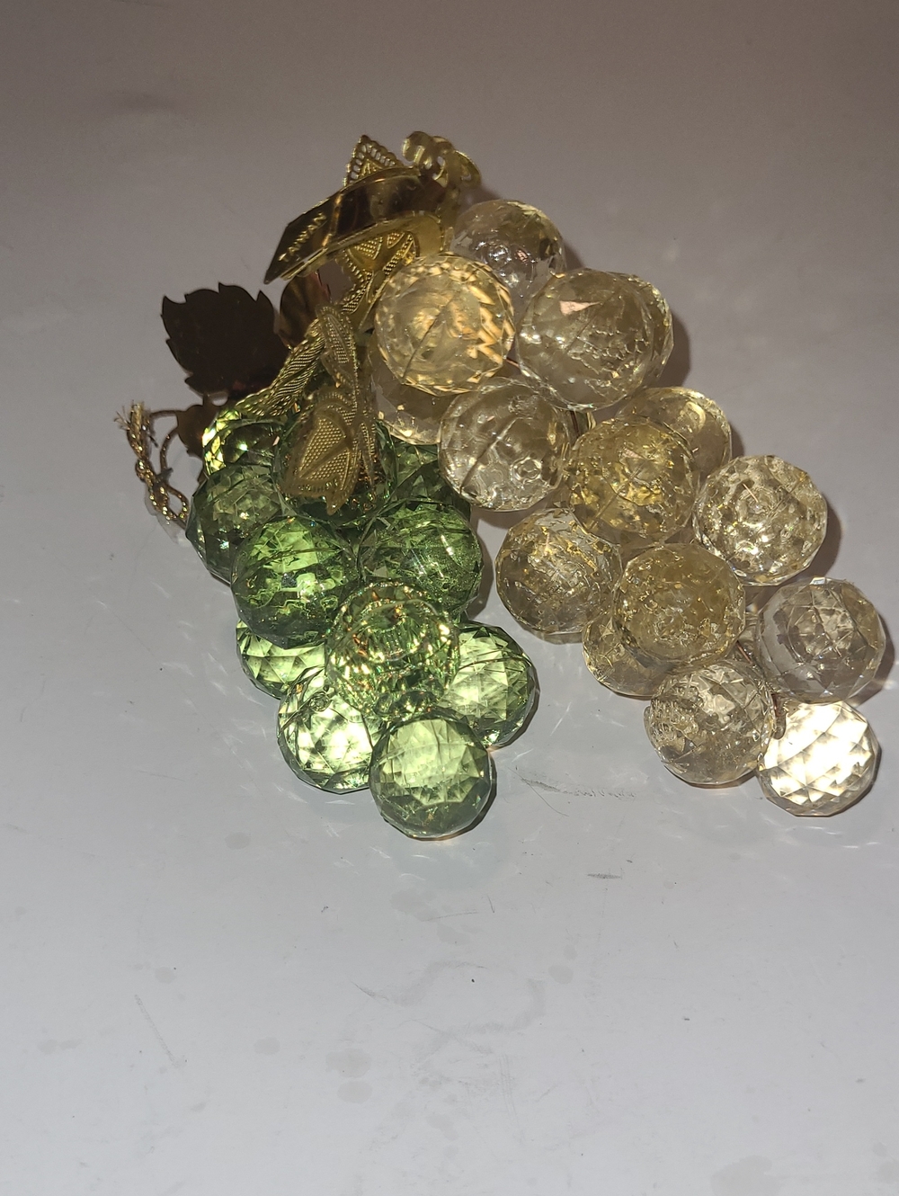 Crystal Grape Cluster Brooch - Green & Champagne